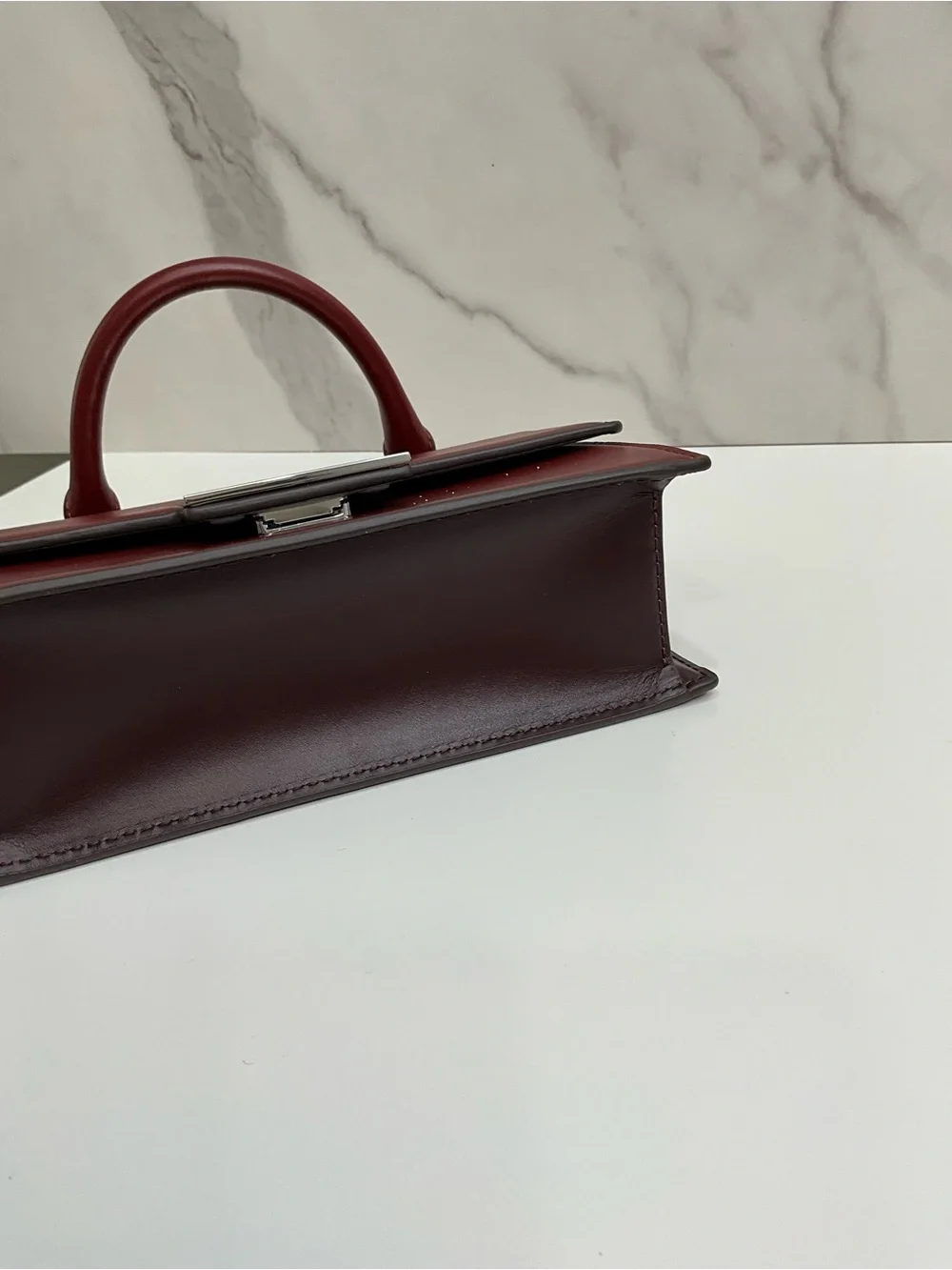 TORY BURCH Bon Bon Spazzolato Leather Mini Top Handle Crossbody Bag Burgundy